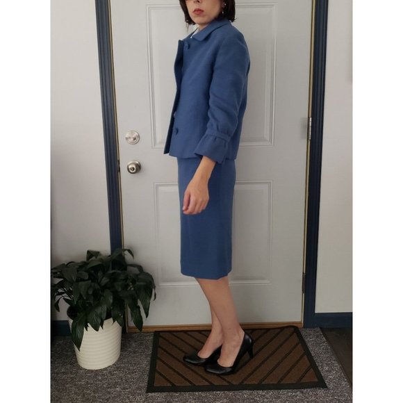 50s Hand Made Vogue Pattern Blue Skirt‎ Suit - Picture 2 of 10